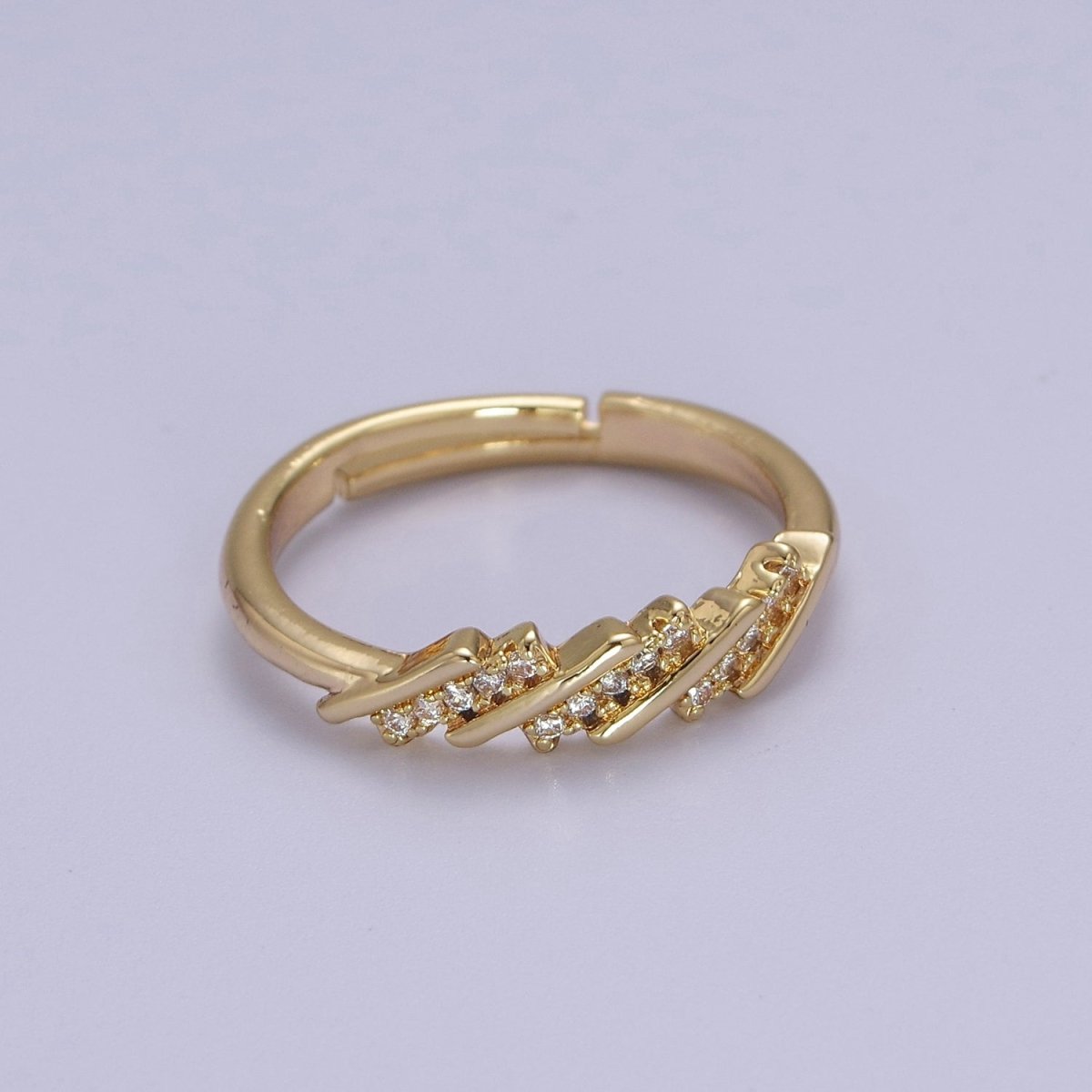 Minimalist Rings Clear CZ Stacking Jewelry Gold Filled Band ring Adjustable S-528 - DLUXCA