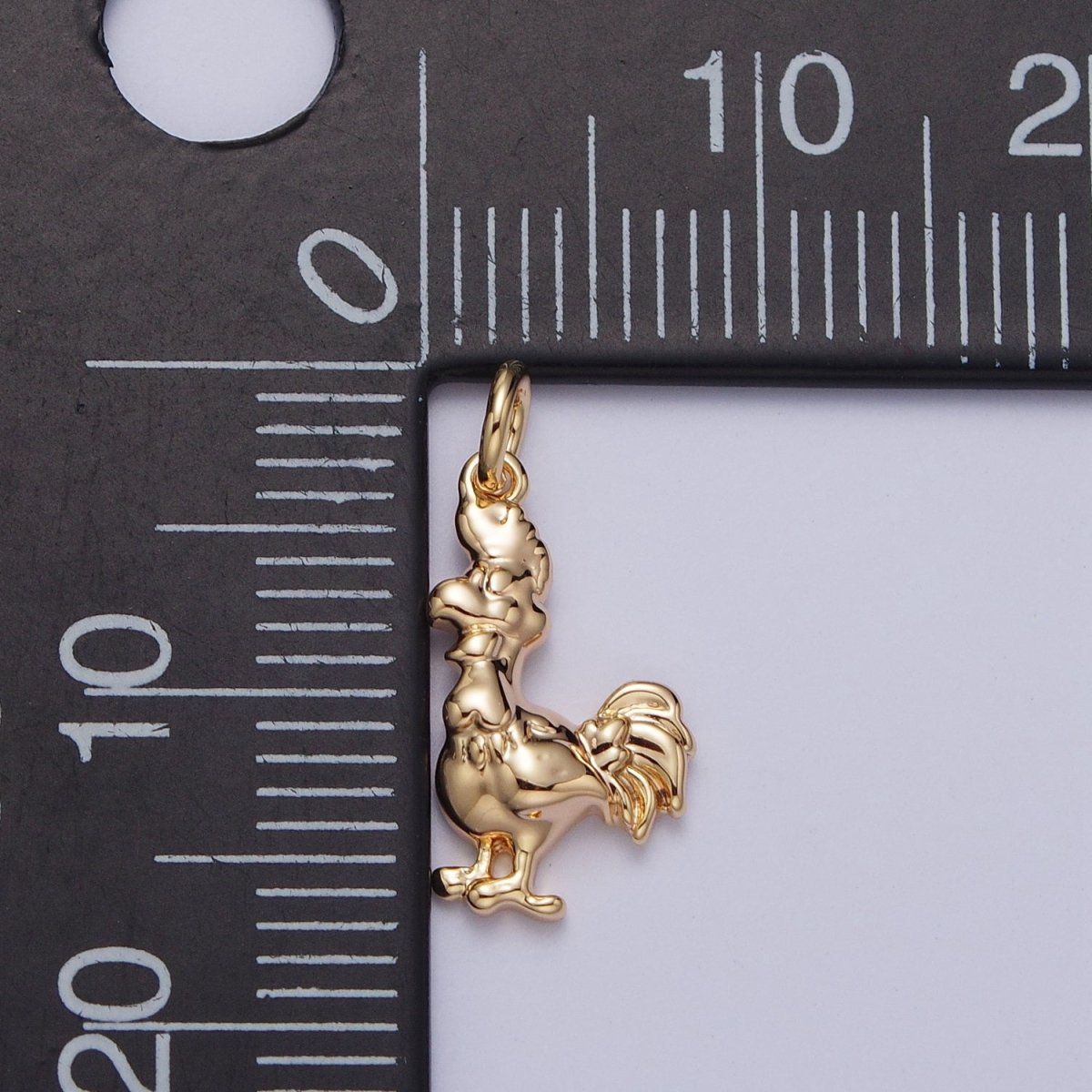 Minimalist Rooster Chicken Animal Charm in Gold & Silver | AC235 AC236