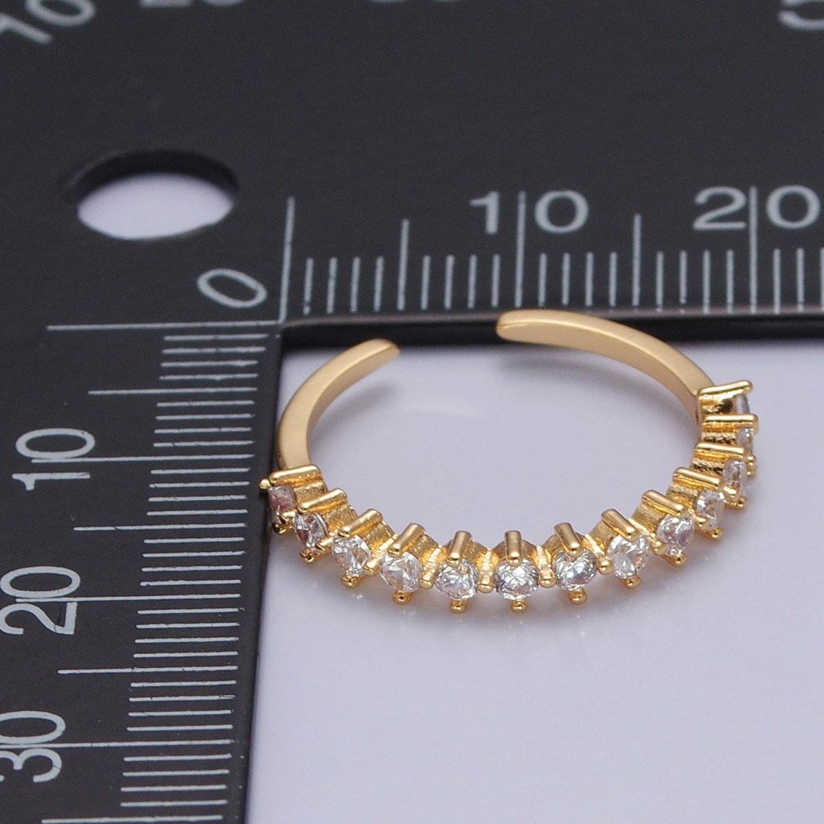 Minimalist Round Clear Cubic Zirconia Stacking Adjustable Gold Ring | U-185
