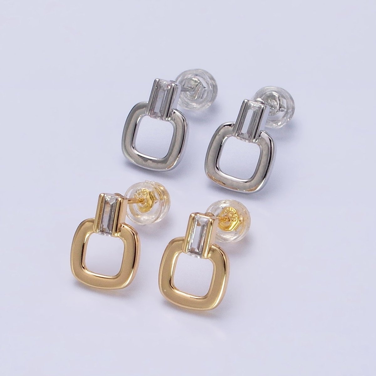 Minimalist Square Stud Earrings, Silver and Gold Modern Geometric Stud Earrings AB641 AB642
