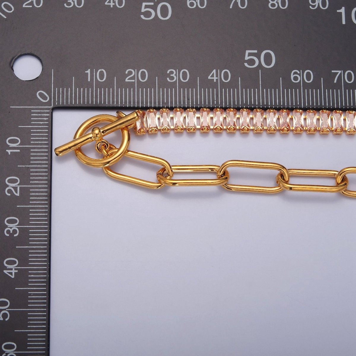 Minimalist Tennis Baguette Necklace 24k gold Filled CZ paperclip chain necklace, large link tennis chain | WA-947 WA-948 Clearance Pricing