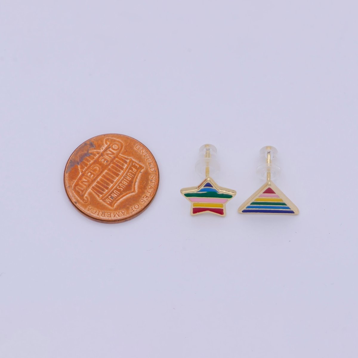 Mismatched Rainbow Triangle Star Earring Stud Set Geometric LGBTQ Stud Q-124 - DLUXCA