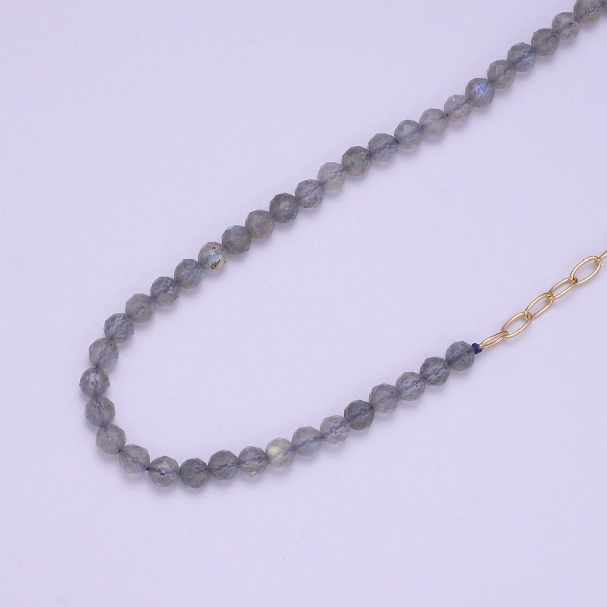 Mixed Chain Necklace, Fused Labradorite Beads necklace w/ 14k Gold Filled Necklace, Cable Link Chain Necklace, Unique Dainty Necklace | WA-030 Clearance Pricing