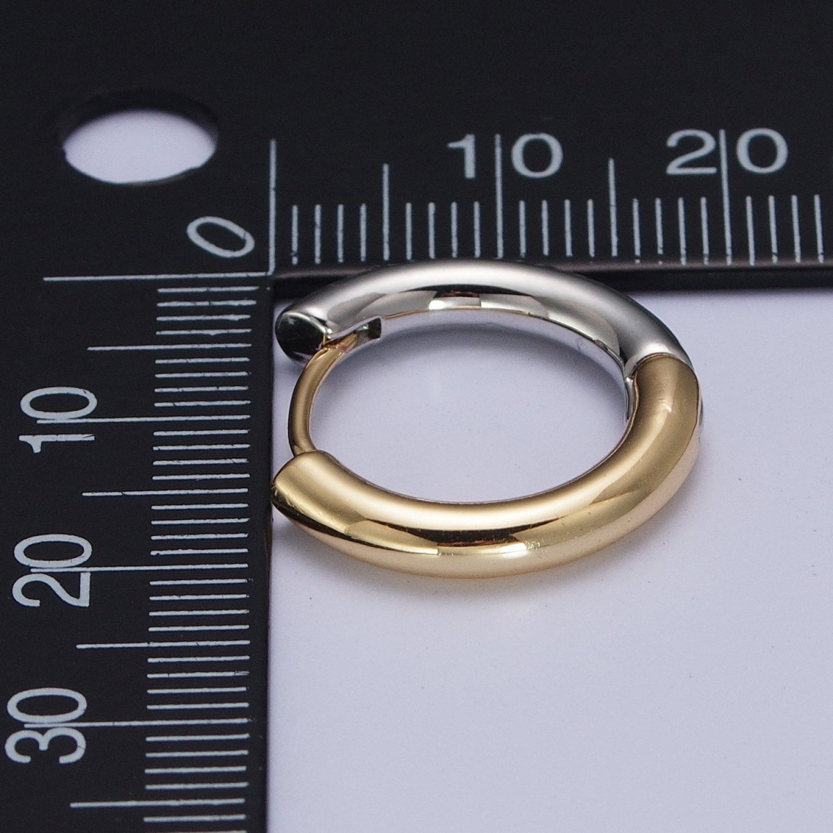 Mixed Metal Silver & Gold Huggie Hoops Statement Earrings Two Tone Color | AD-509 AD-532