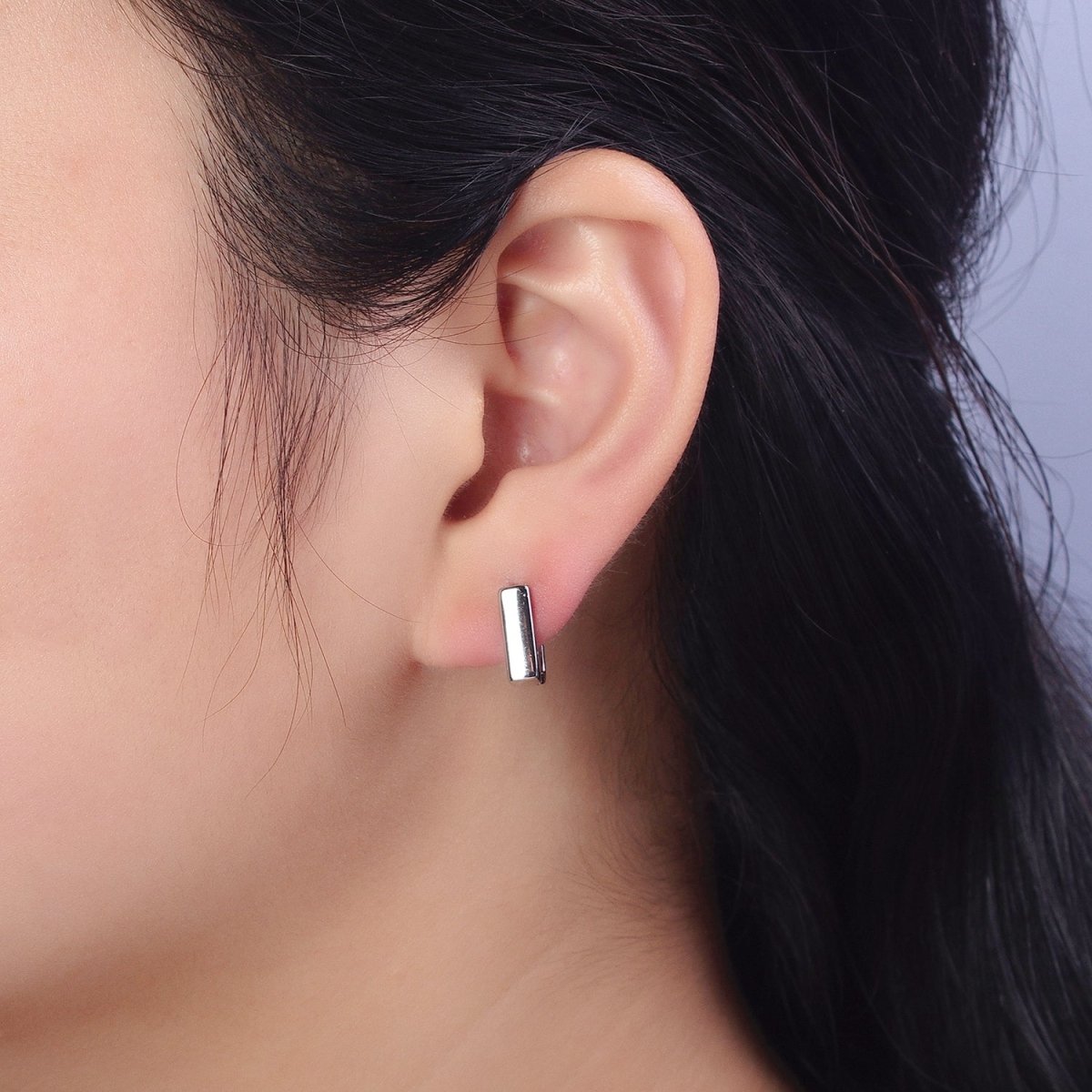 Modern Geometric Square Hoop Earrings in Gold, Silver Geometric Jewelry Rectangle Huggie Earring AB-305 AD-798
