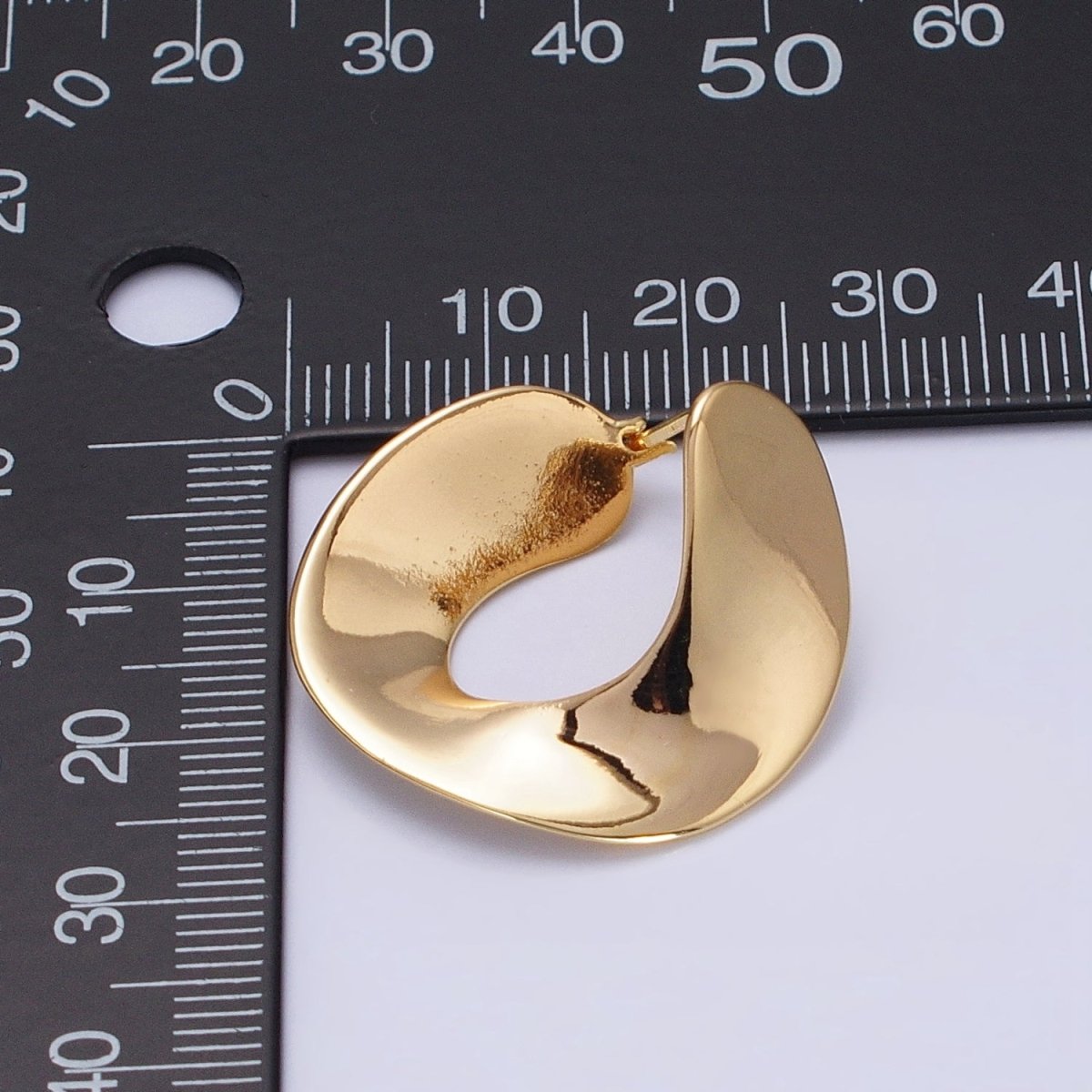 Modern Gold, Silver Geometric Abstract Spiral Wide Thin Band Hoop Geometric Earrings | AB639 AB640