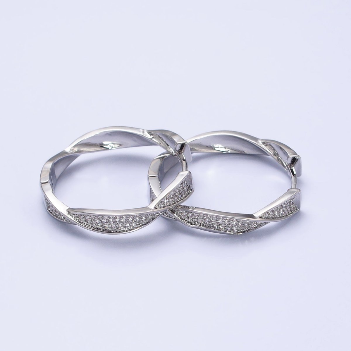 Modern Hoop Earring with Micro Pave Cz Twist Hoop in Gold Filled AB521 AB525