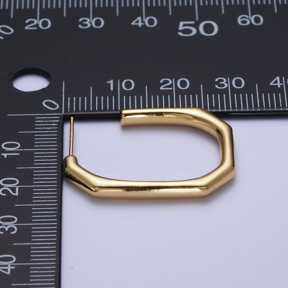 Modern Minimalist Geometric Hexagonal Post Studs J Shaped Hoops Earrings in Gold & Silver | AE1097 AE1098