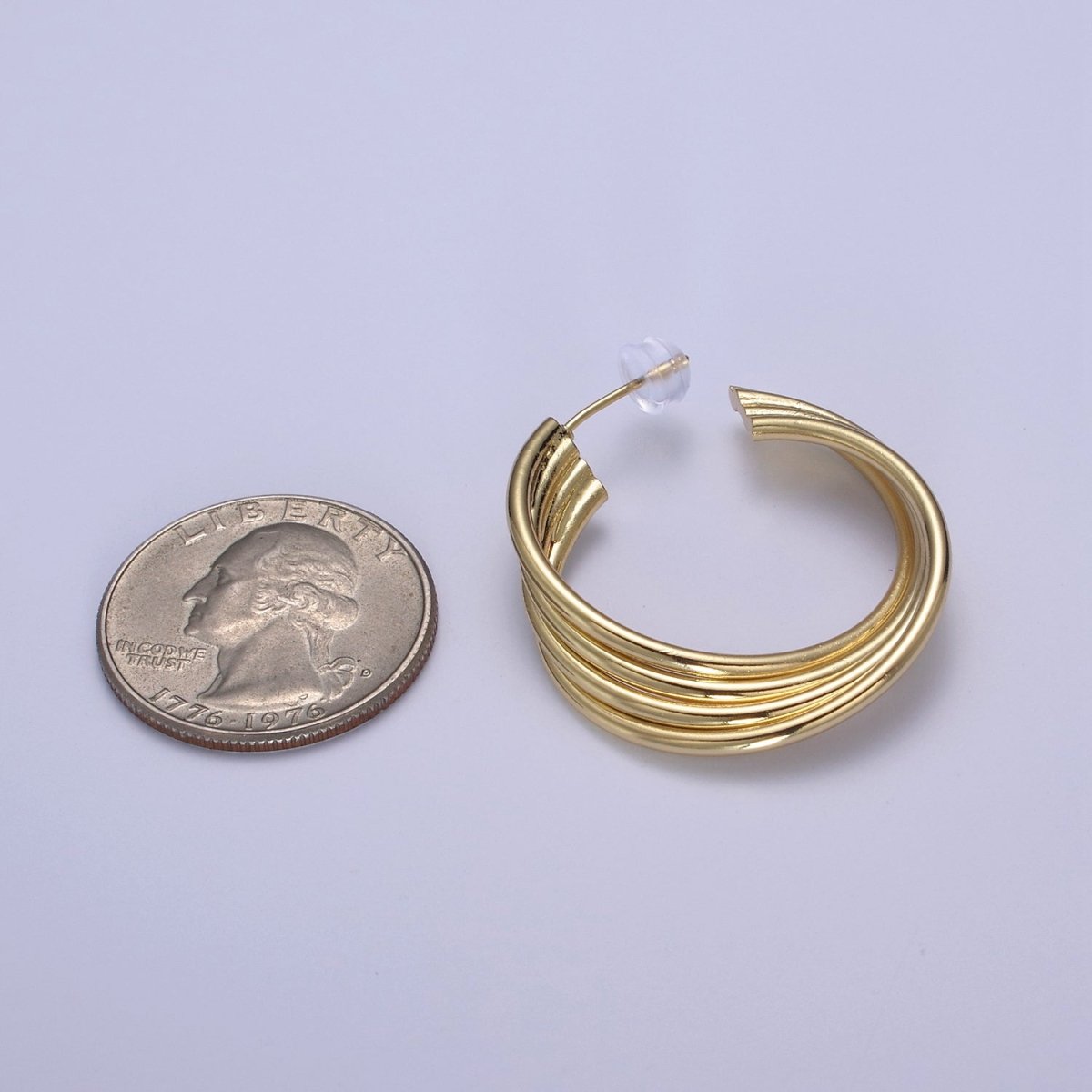 Modern Twist Gold Filled Hoop Earrings, Texture Earrings, Hypoallergenic Earrings, Dainty Bold Style Hoop, Statement Stacking Hoops T-284
