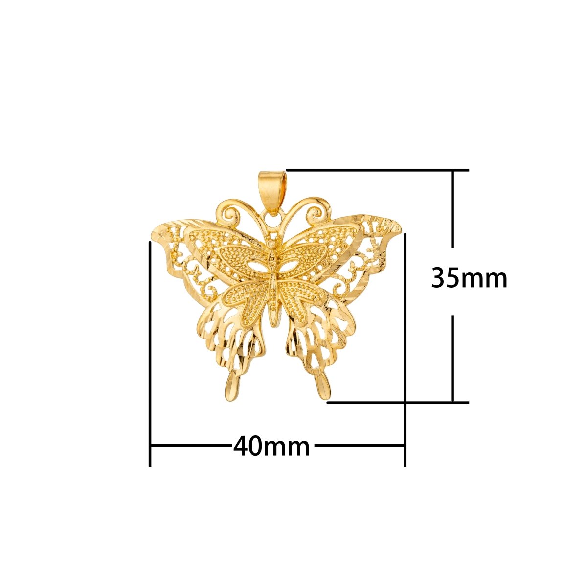 Monarch Butterfly Charm in 18k Gold Filled charm for Necklace Earring Jewelry Making H-820