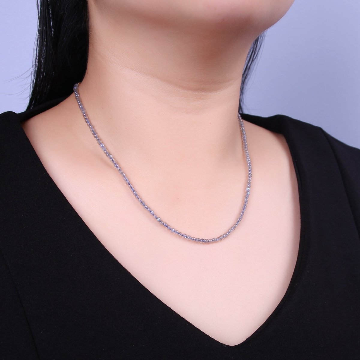 Moonstone Beaded Necklace 3.2mm Rainbow Moonstone Beads Necklace, Dainty Handmade Necklace | WA-868 Clearance Pricing