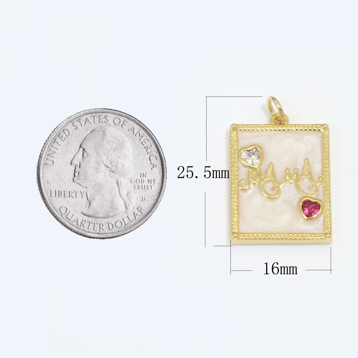 Mother of pearl Mama Letter Square Pendant Charm, Mother's day gift 24k Gold Filled Charm jewelry making for Necklace Supply M-520 M-521
