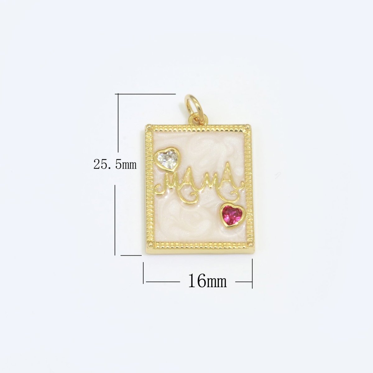 Mother of pearl Mama Letter Square Pendant Charm, Mother's day gift 24k Gold Filled Charm jewelry making for Necklace Supply M-520 M-521