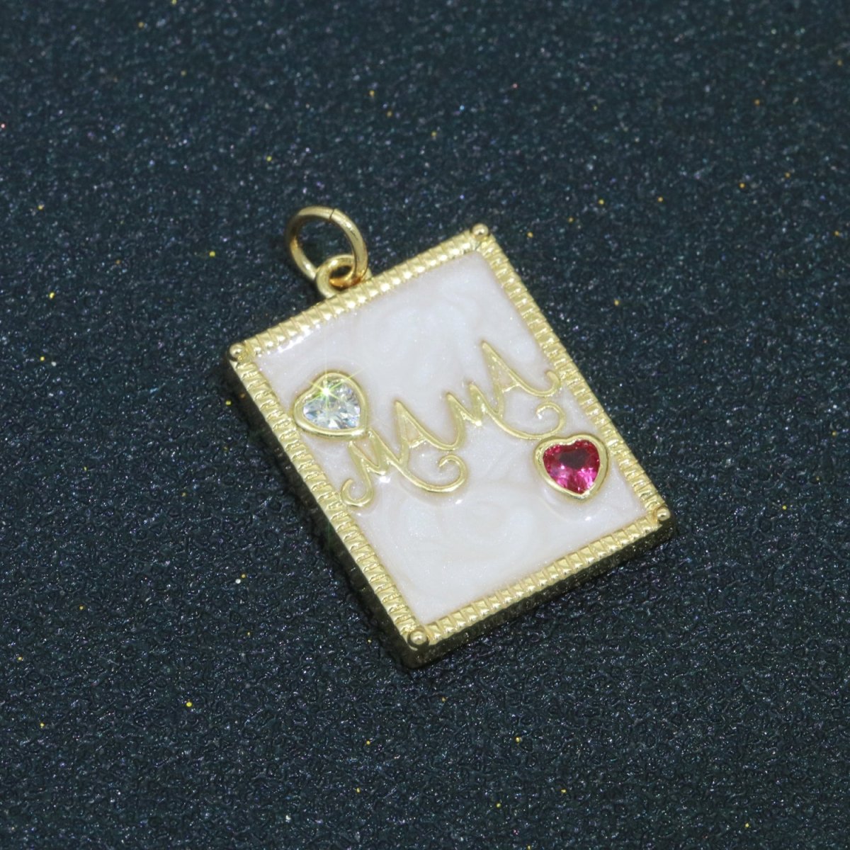 Mother of pearl Mama Letter Square Pendant Charm, Mother's day gift 24k Gold Filled Charm jewelry making for Necklace Supply M-520 M-521