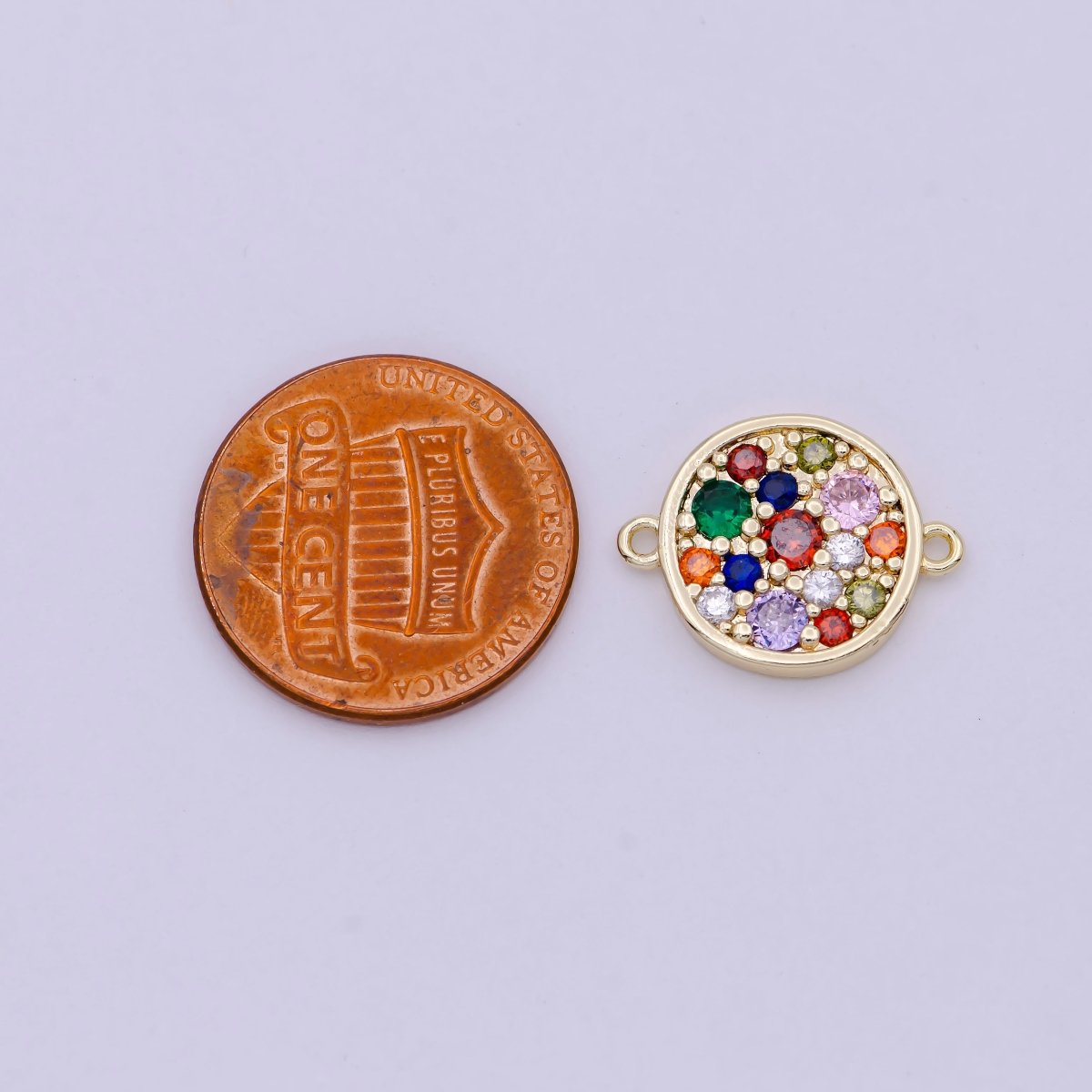 Multi Color Rainbow Mini Gold Round Charm Connector for Bracelet Necklace Component N-116 - DLUXCA