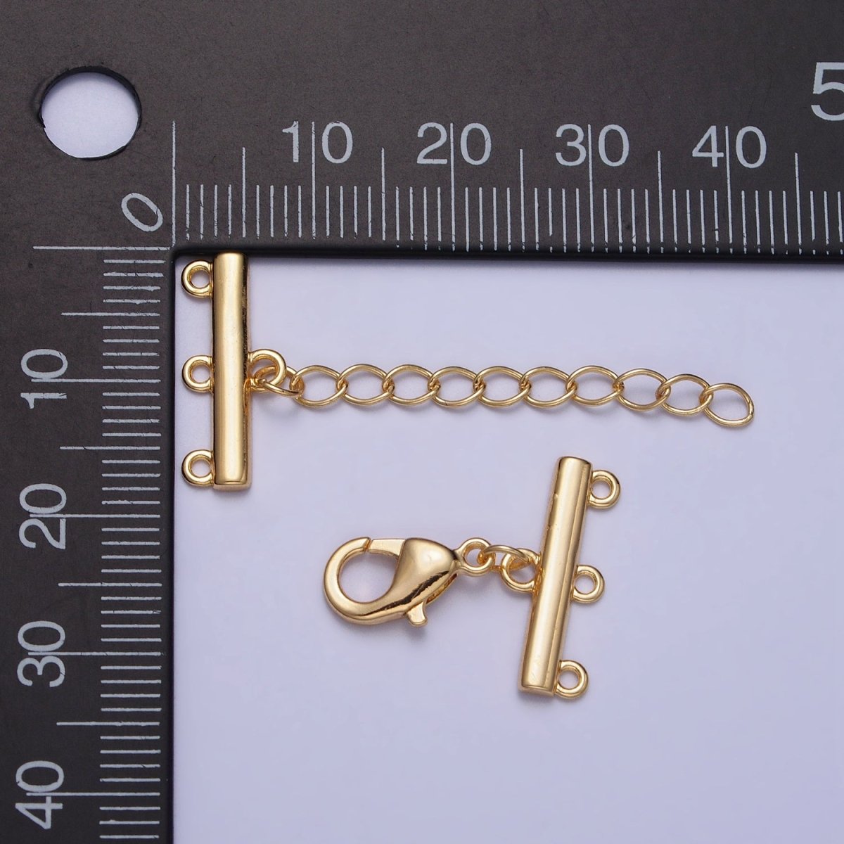 Multi Layer Clasps Triple Loop Double Flat Bar Jewelry Supply in Silver & Gold | Z-107 Z-108