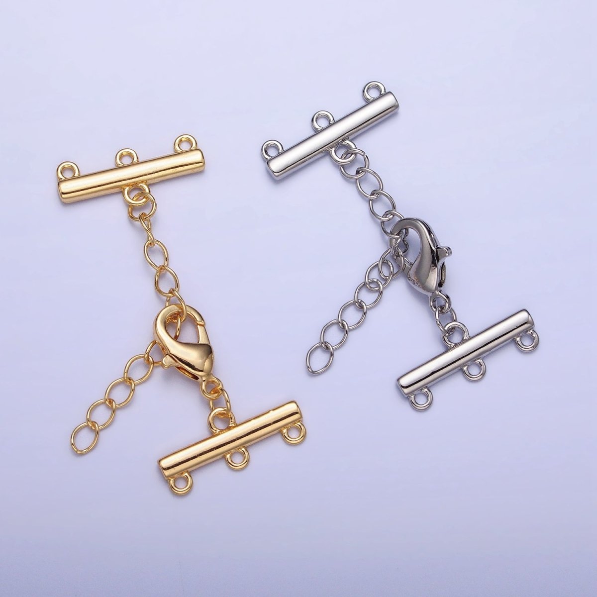 Multi Layer Clasps Triple Loop Double Flat Bar Jewelry Supply in Silver & Gold | Z-107 Z-108