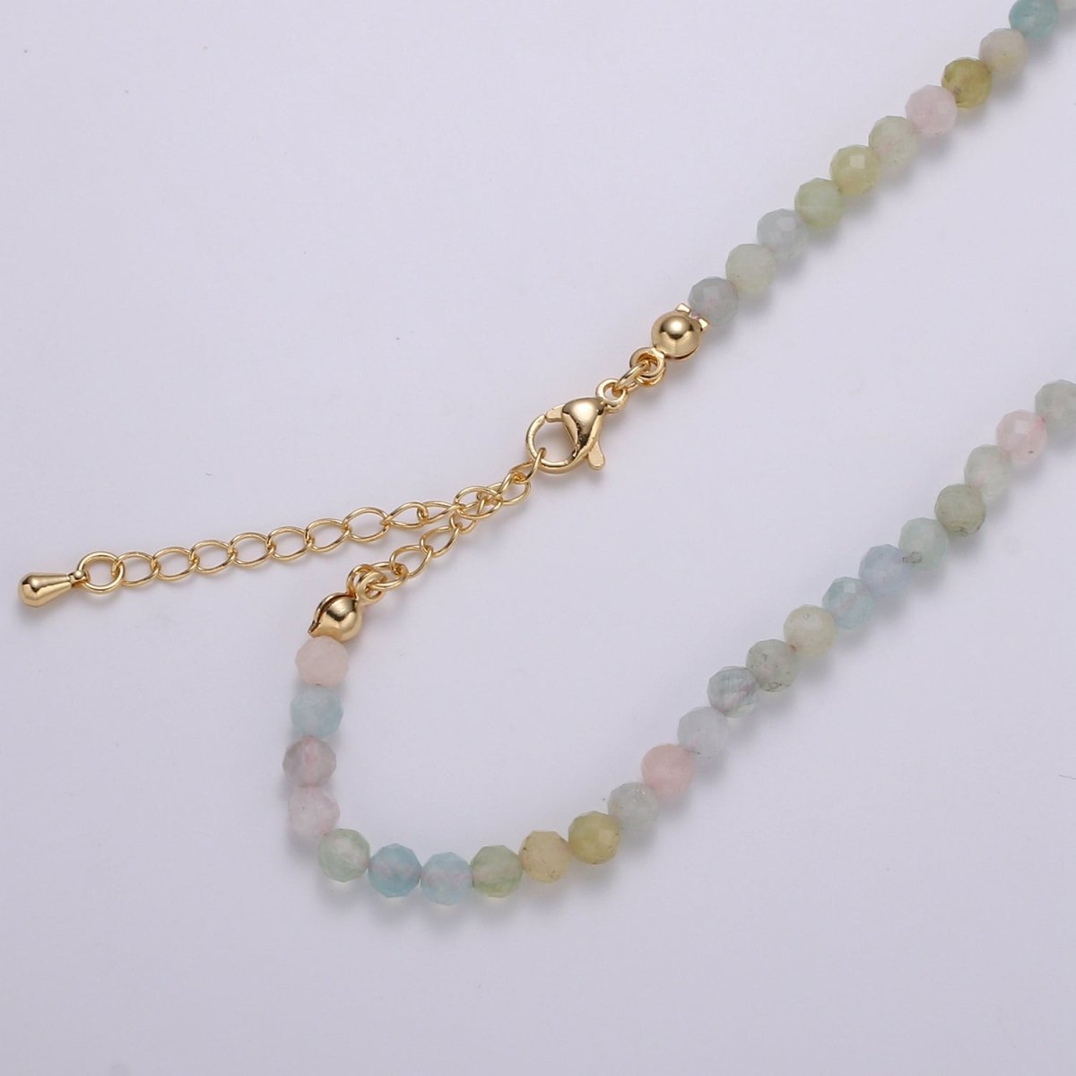 Multicolor Natural Gemstone Beads Morganite Amazonite Pink Rose Quartz Moonstone Purple Amethyst Necklace Ready To Wear | WA-012 Clearance Pricing