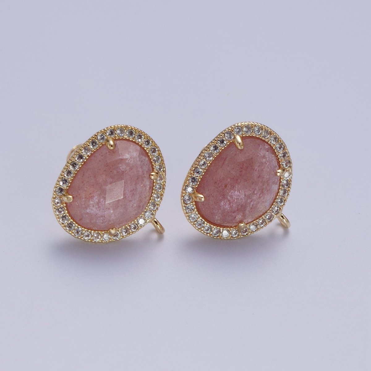 Multifaceted Geometric CZ Micro Paved Natural Stone Open Loop Stud Earrings Supply | K-035 K-051 K-055 K-060 K-061 K-062 K-064 K-066 K-075 K-078-K-081