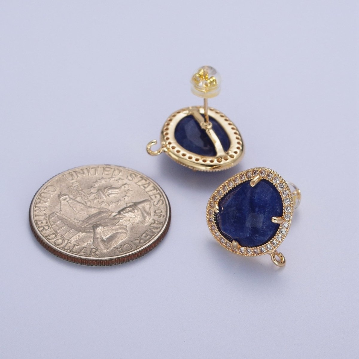 Multifaceted Geometric CZ Micro Paved Natural Stone Open Loop Stud Earrings Supply | K-035 K-051 K-055 K-060 K-061 K-062 K-064 K-066 K-075 K-078-K-081