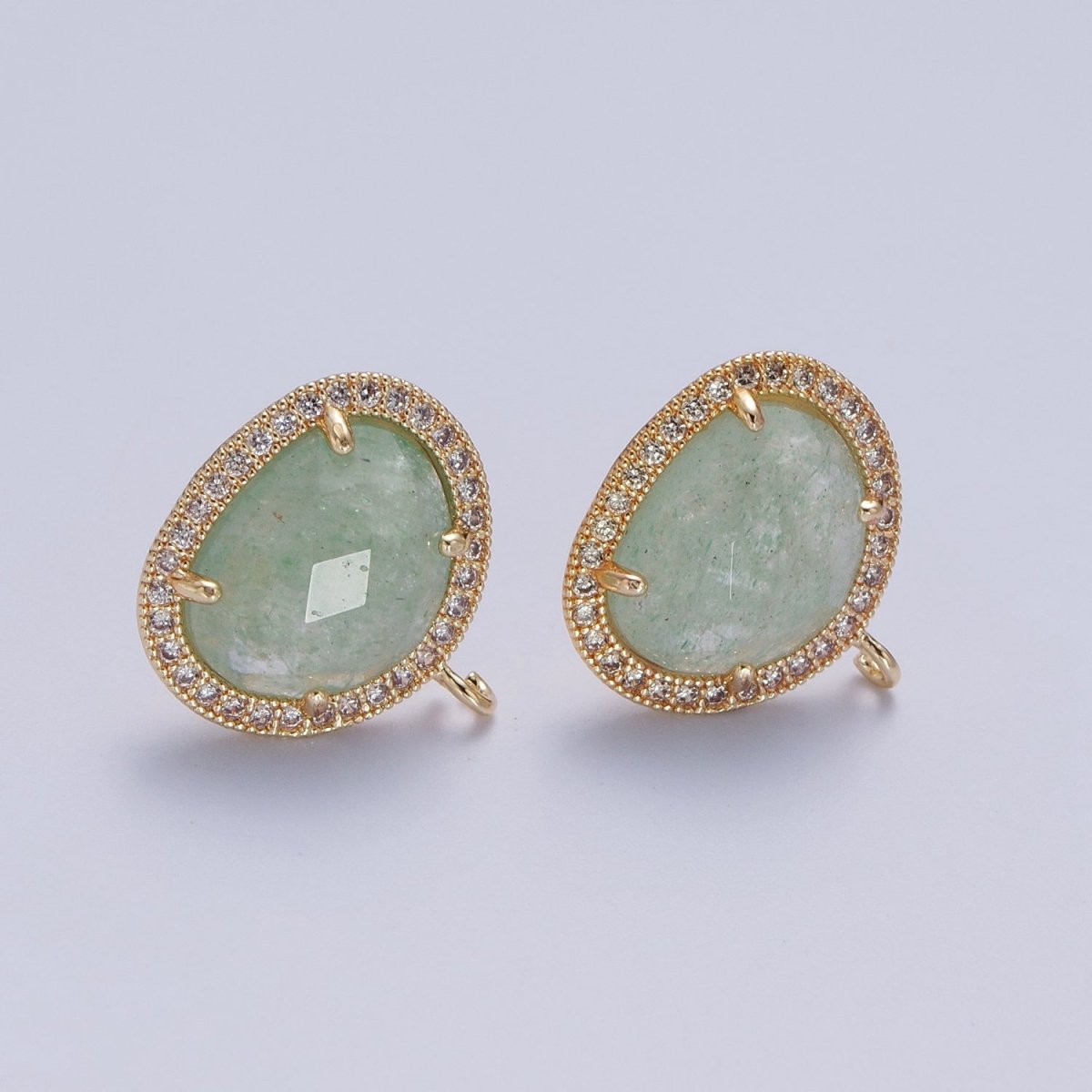 Multifaceted Geometric CZ Micro Paved Natural Stone Open Loop Stud Earrings Supply | K-035 K-051 K-055 K-060 K-061 K-062 K-064 K-066 K-075 K-078-K-081