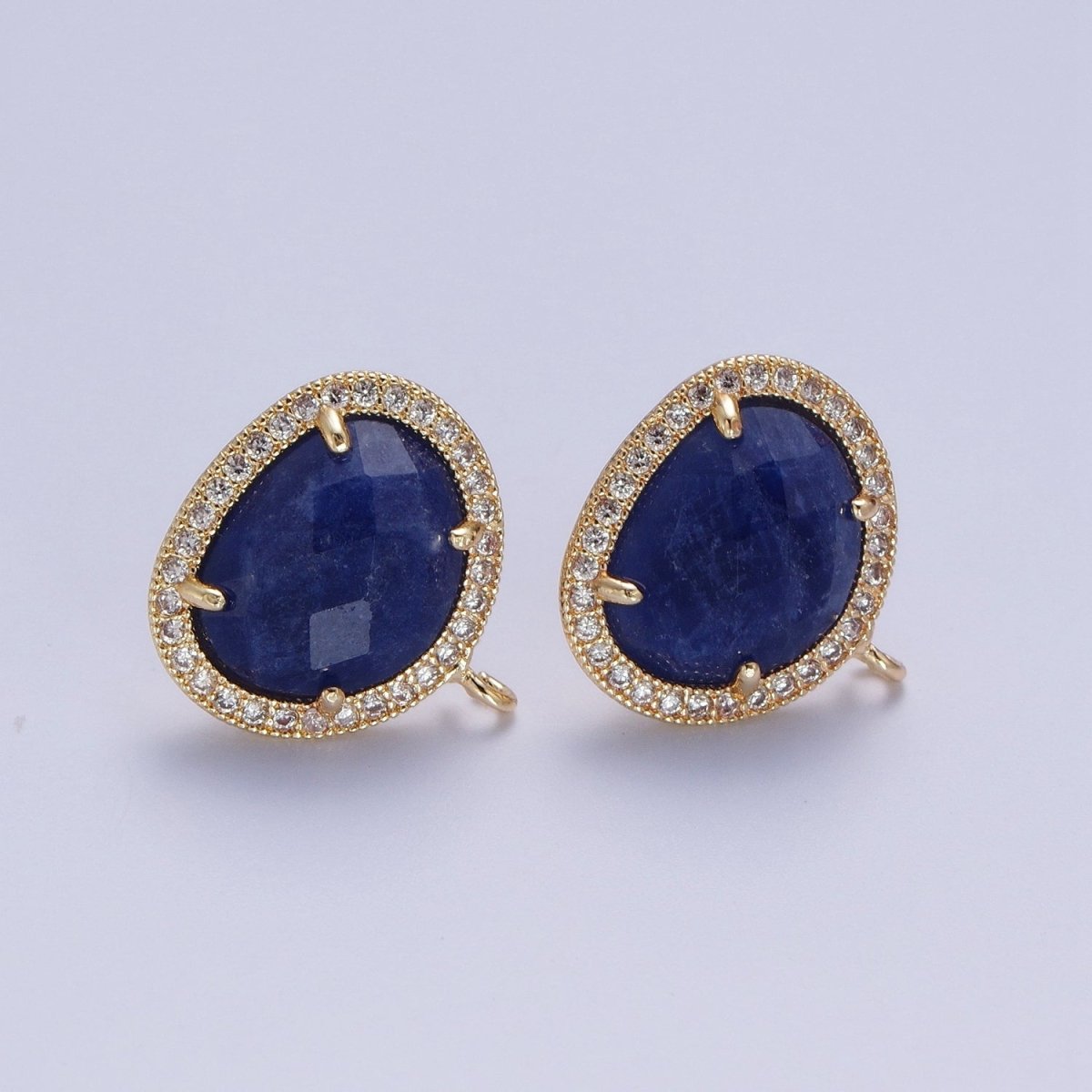 Multifaceted Geometric CZ Micro Paved Natural Stone Open Loop Stud Earrings Supply | K-035 K-051 K-055 K-060 K-061 K-062 K-064 K-066 K-075 K-078-K-081