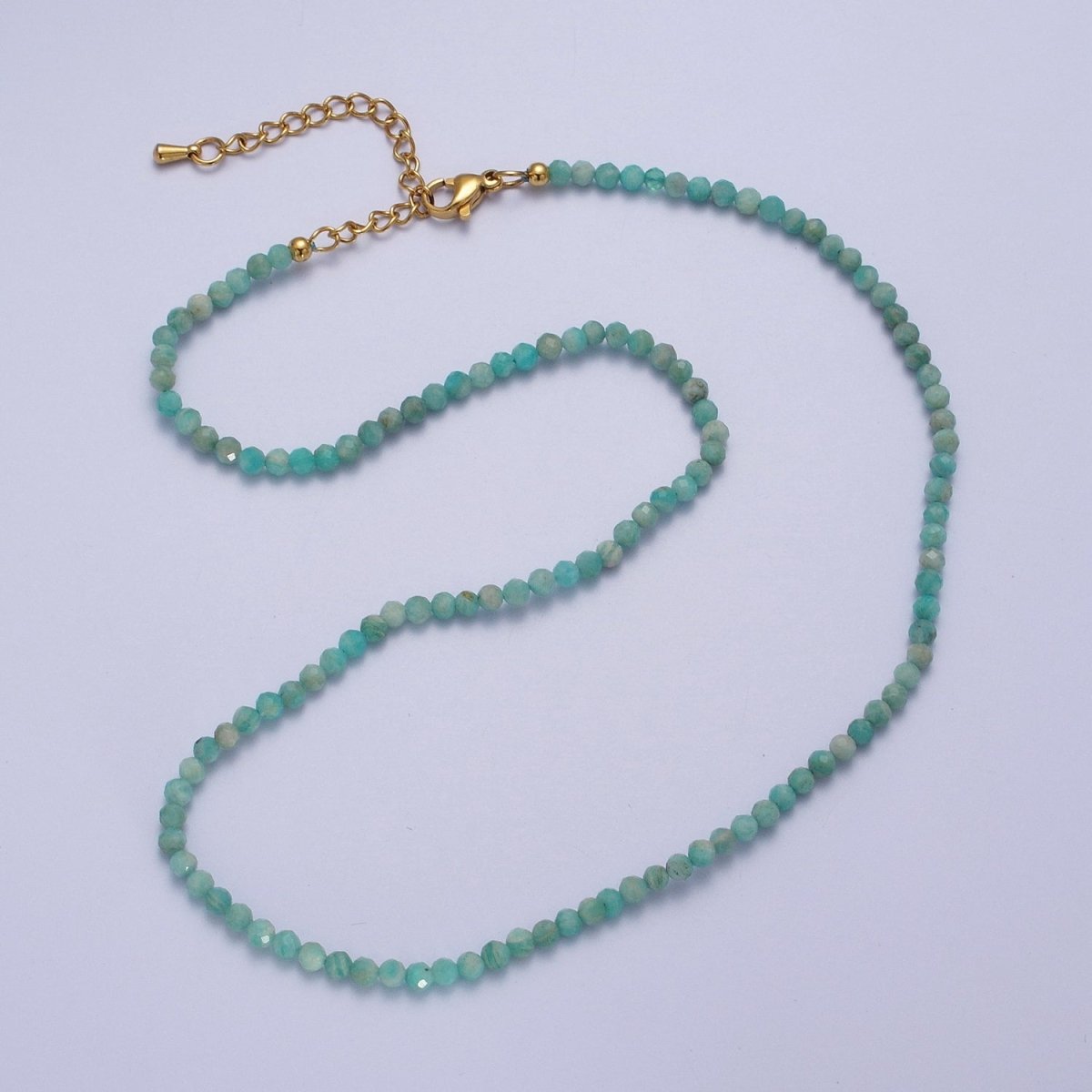 Multifaceted Matte 2.8mm Gemstone Bead 16 Inch Choker Necklace | WA-1469 - WA-1478 Clearance Pricing