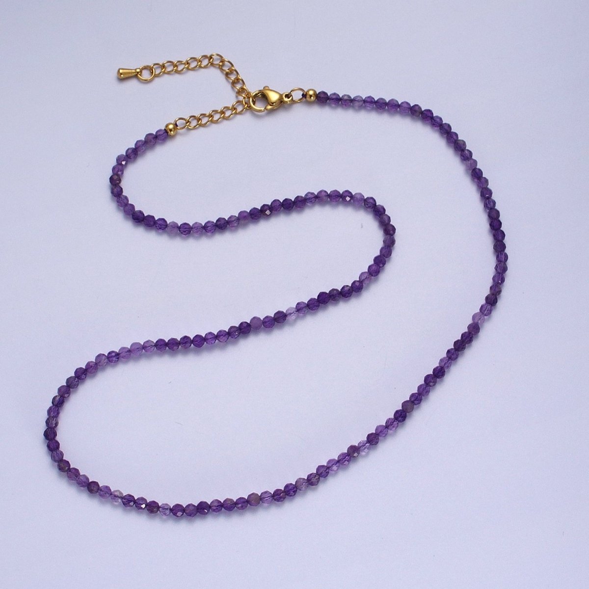 Multifaceted Matte 2.8mm Gemstone Bead 16 Inch Choker Necklace | WA-1469 - WA-1478 Clearance Pricing
