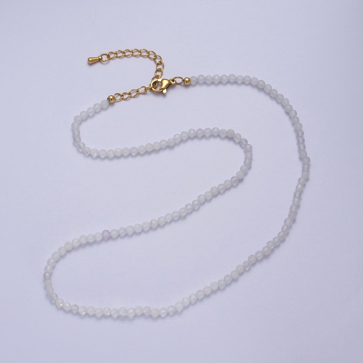 Multifaceted Matte 2.8mm Gemstone Bead 16 Inch Choker Necklace | WA-1469 - WA-1478 Clearance Pricing