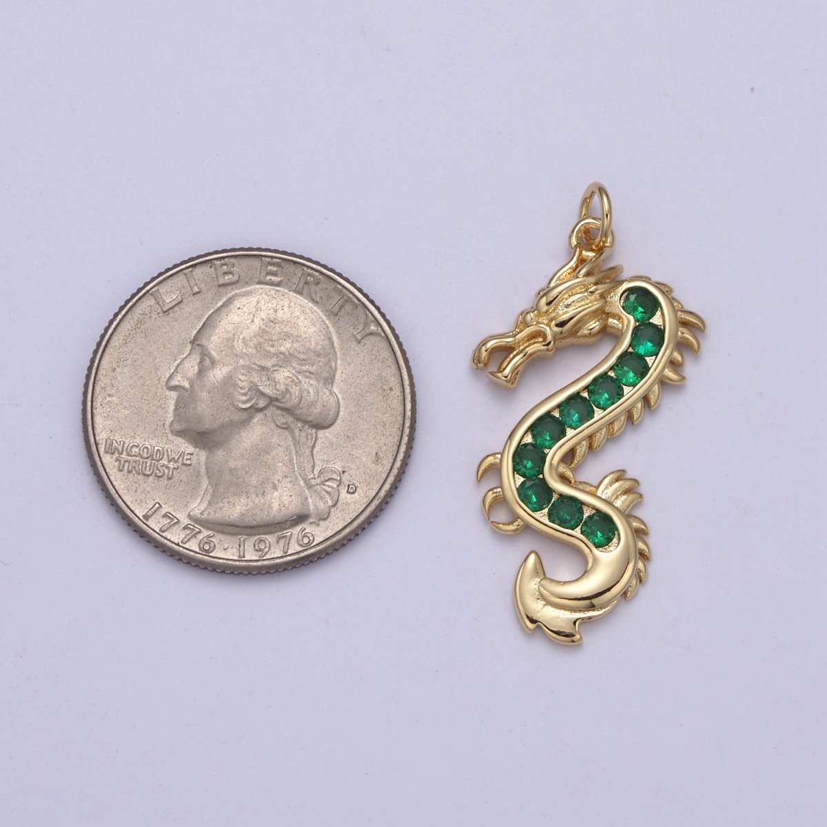 Mystical Dragon Pendant in 24K Gold Filled Animal Charm Cubic Zirconia Necklace Pendant N-406 - N-408