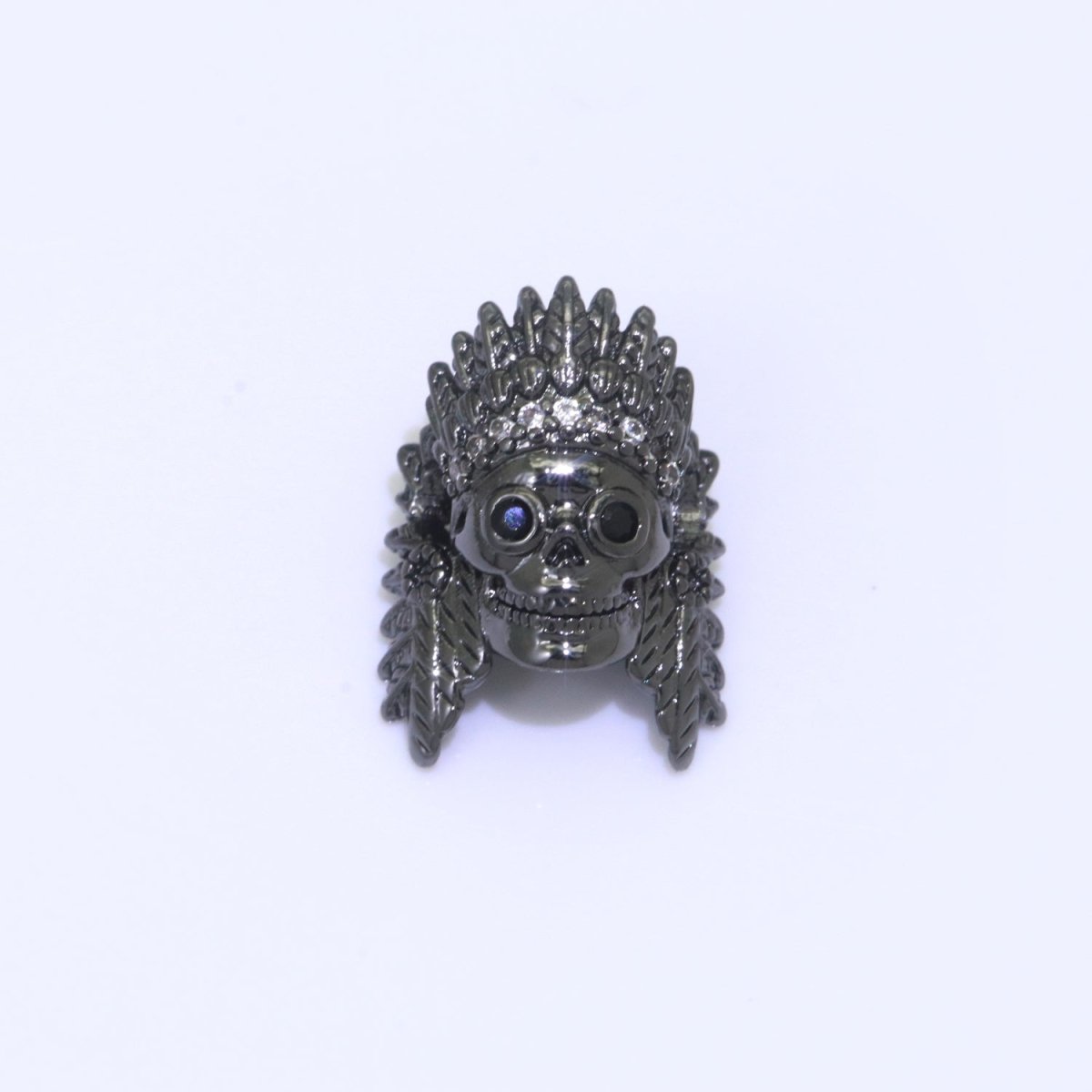 Native American Indian Head Charm Bead, Indian Chef Head Micro Pave CZ, Indian Skull Head Charm Bead, DIY, Jewelry Making, 16x11mm B-620