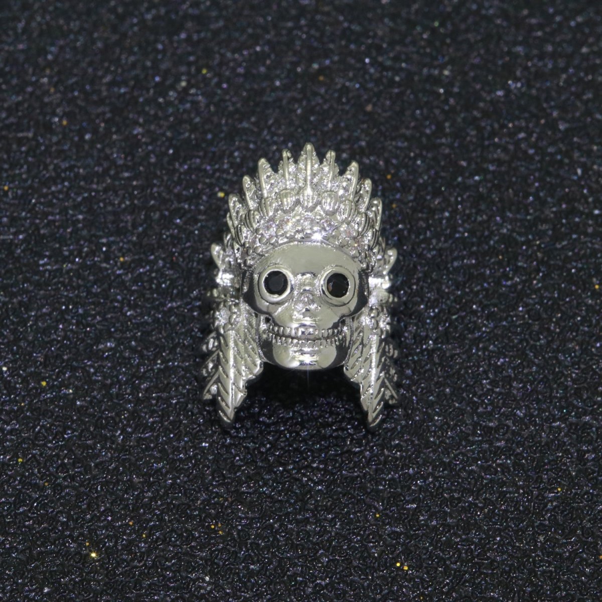 Native American Indian Head Charm Bead, Indian Chef Head Micro Pave CZ, Indian Skull Head Charm Bead, DIY, Jewelry Making, 16x11mm B-620