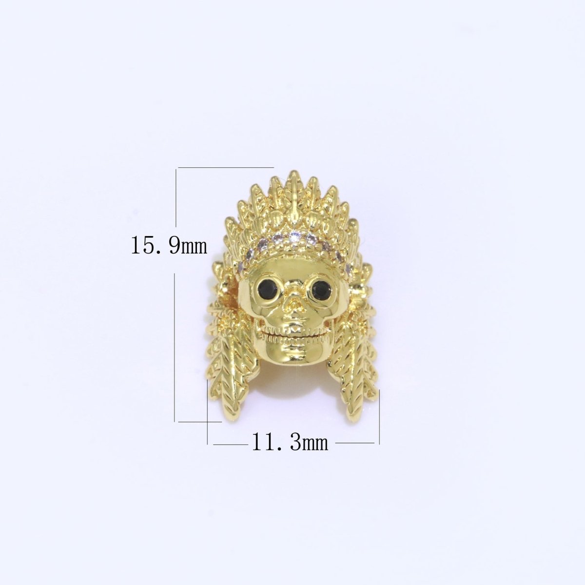 Native American Indian Head Charm Bead, Indian Chef Head Micro Pave CZ, Indian Skull Head Charm Bead, DIY, Jewelry Making, 16x11mm B-620