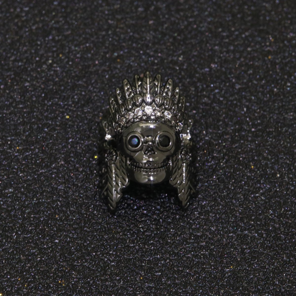 Native American Indian Head Charm Bead, Indian Chef Head Micro Pave CZ, Indian Skull Head Charm Bead, DIY, Jewelry Making, 16x11mm B-620
