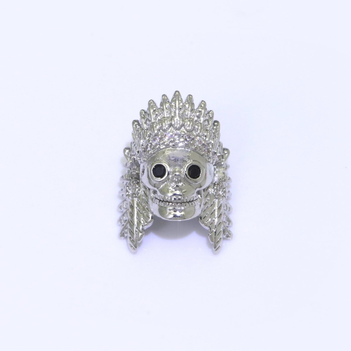 Native American Indian Head Charm Bead, Indian Chef Head Micro Pave CZ, Indian Skull Head Charm Bead, DIY, Jewelry Making, 16x11mm B-620