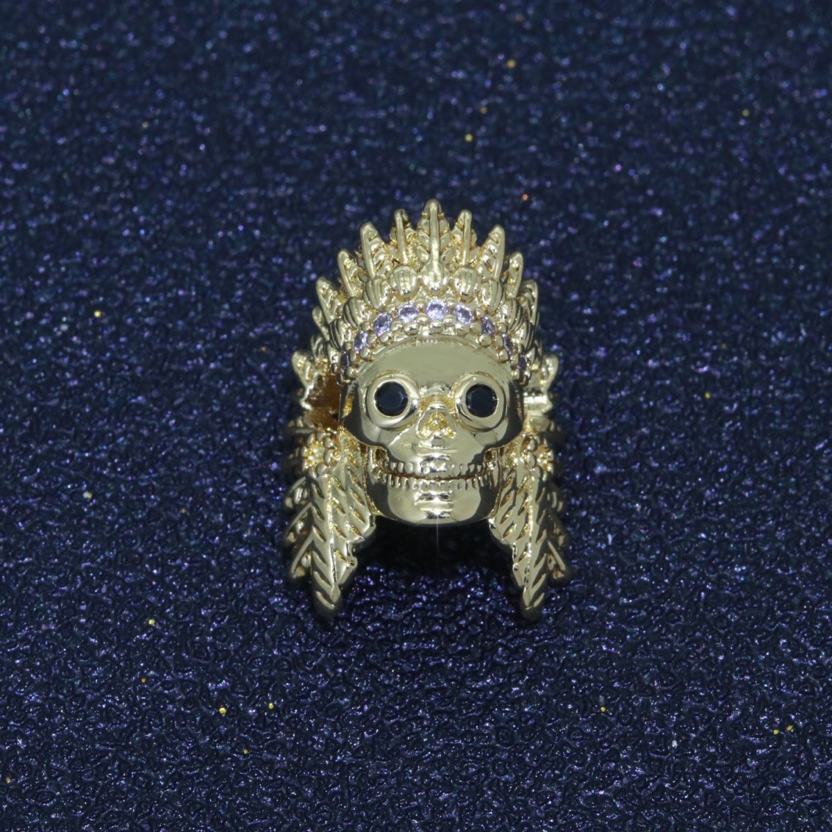 Native American Indian Head Charm Bead, Indian Chef Head Micro Pave CZ, Indian Skull Head Charm Bead, DIY, Jewelry Making, 16x11mm B-620