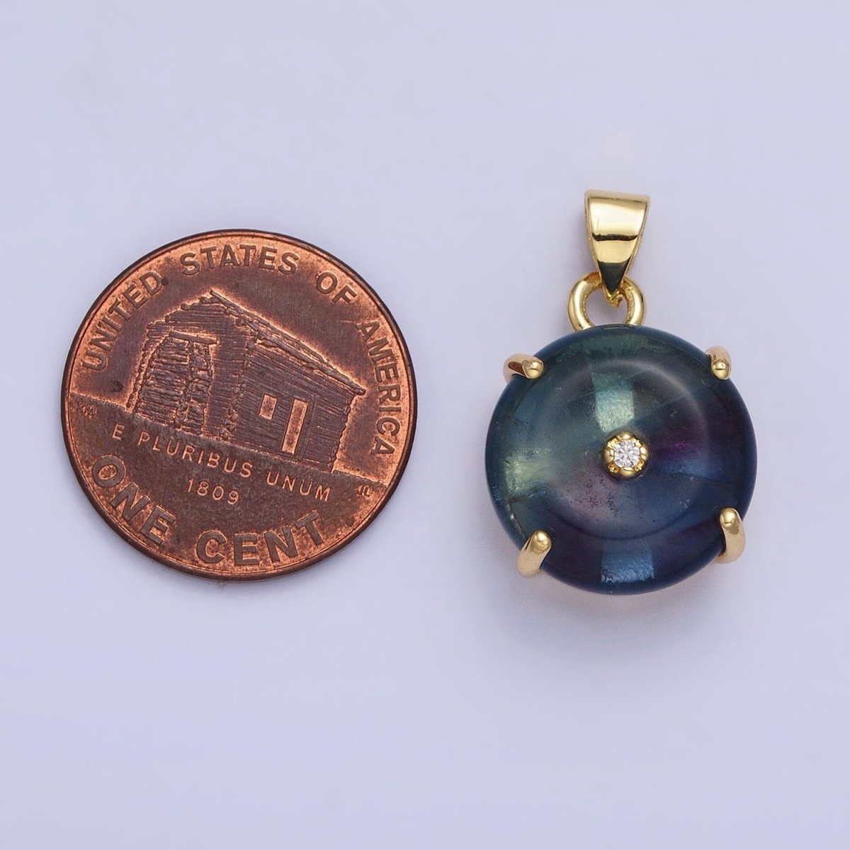 Natural Fluorite Purple and Blue Green Amazonite Natural Gemstone Donut Hole Transparent Pendants AA-317 AA-318 AA-319 AA-320 AA-321 AA-322