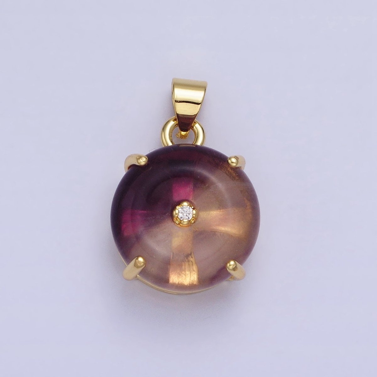 Natural Fluorite Purple and Blue Green Amazonite Natural Gemstone Donut Hole Transparent Pendants AA-317 AA-318 AA-319 AA-320 AA-321 AA-322