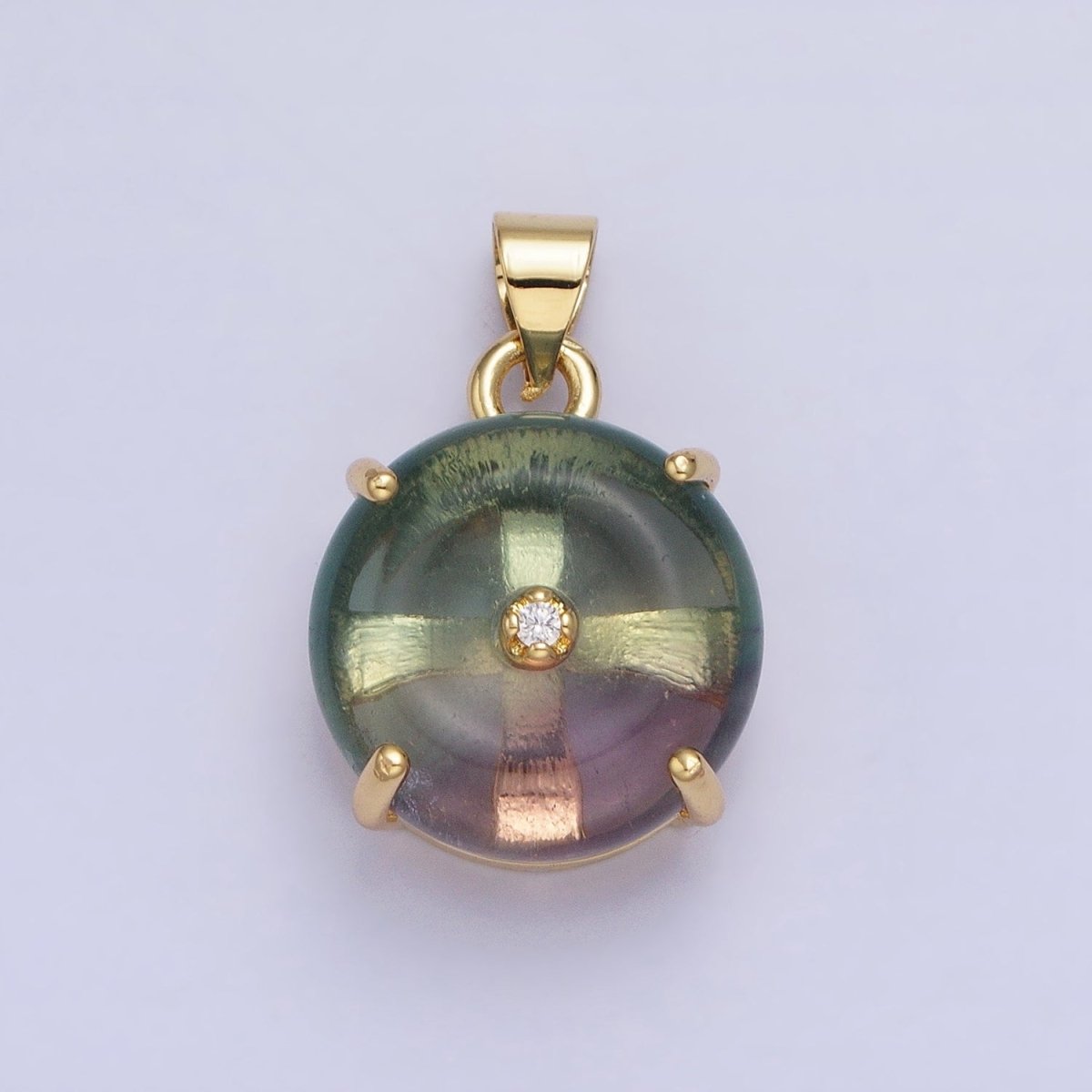 Natural Fluorite Purple and Blue Green Amazonite Natural Gemstone Donut Hole Transparent Pendants AA-317 AA-318 AA-319 AA-320 AA-321 AA-322