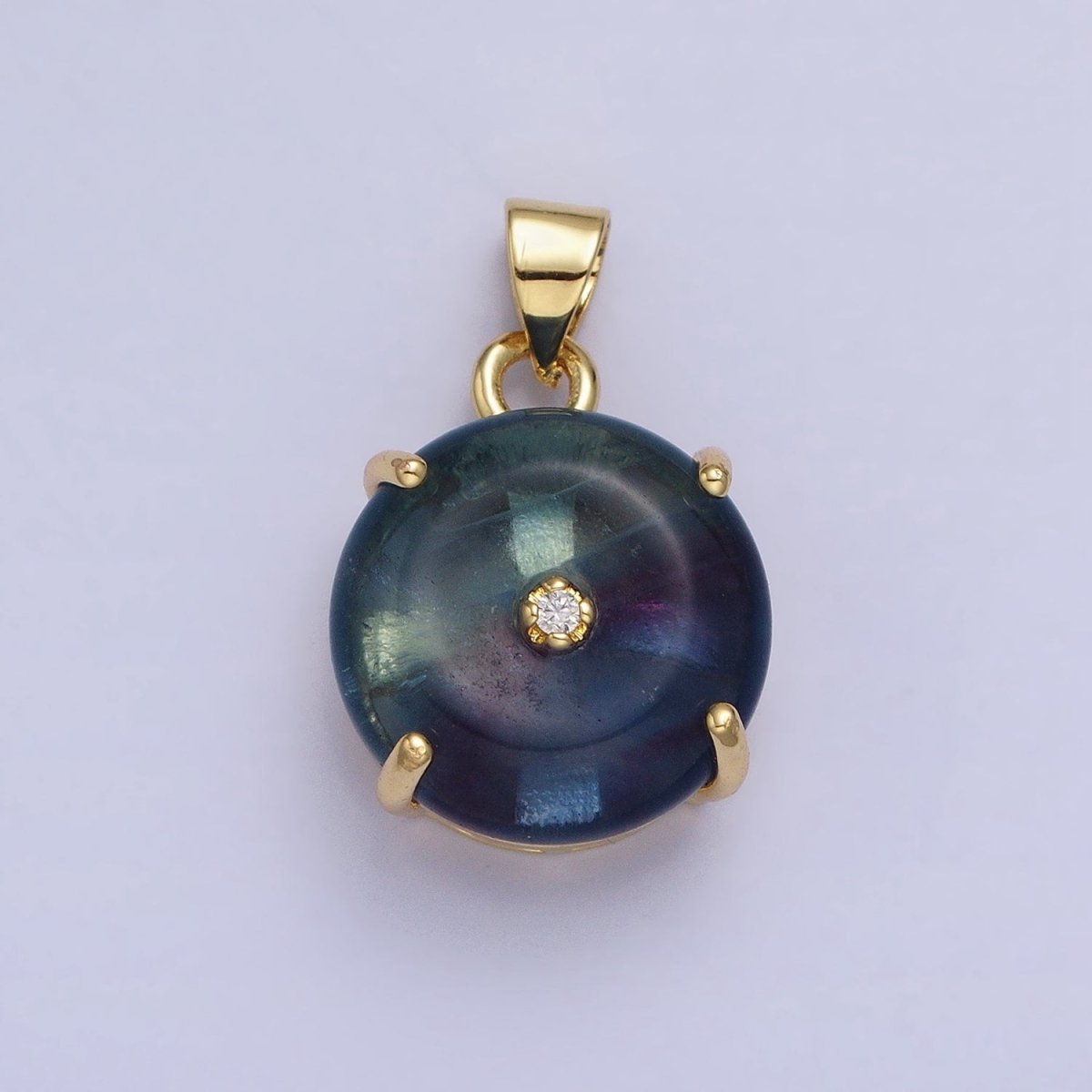 Natural Fluorite Purple and Blue Green Amazonite Natural Gemstone Donut Hole Transparent Pendants AA-317 AA-318 AA-319 AA-320 AA-321 AA-322