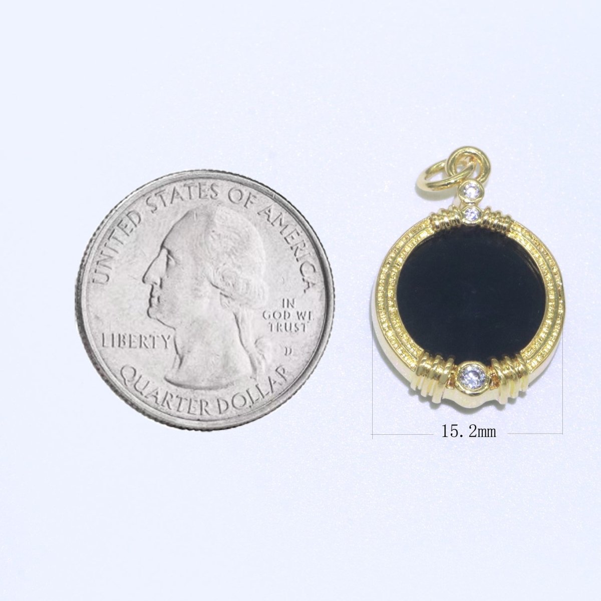 Natural Gemstone charms, 15.2mm Round Coin pendant, Gold Filled pendant Onyx, Malachite, Quartz, Amethyst, Amazonite, Rubi Previous Stone M-404 - M-408