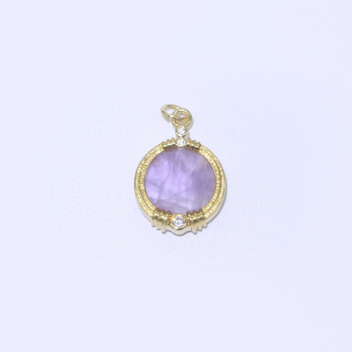 Natural Gemstone charms, 15.2mm Round Coin pendant, Gold Filled pendant Onyx, Malachite, Quartz, Amethyst, Amazonite, Rubi Previous Stone M-404 - M-408