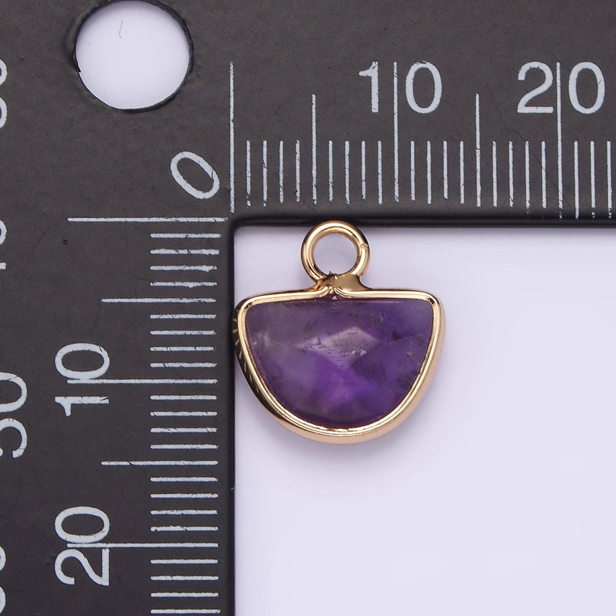 Natural Gemstone Half Moon Semi-Circle Charm Opal Amethyst Rose Quartz Semi-Precious Gemstones  N1724 N1725