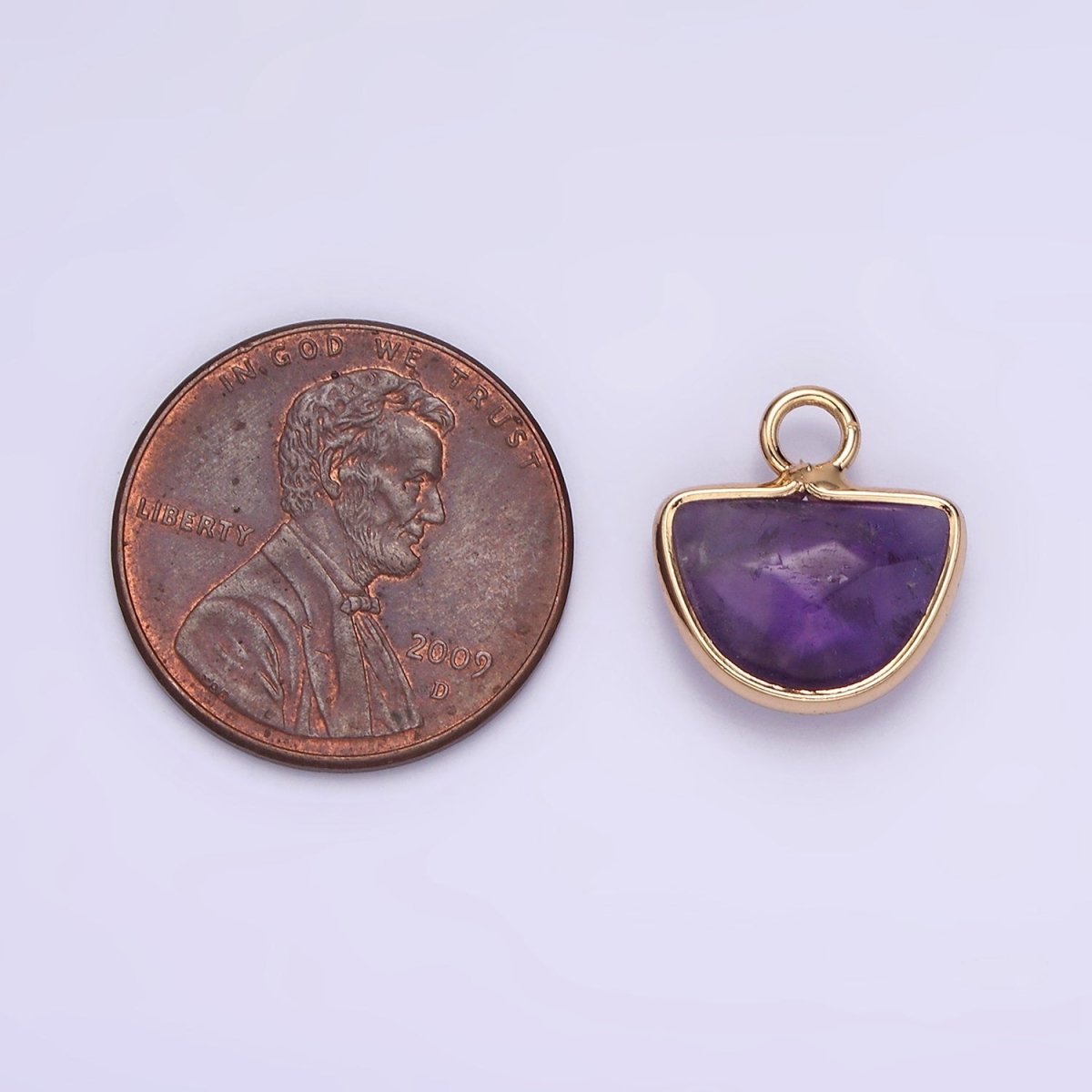 Natural Gemstone Half Moon Semi-Circle Charm Opal Amethyst Rose Quartz Semi-Precious Gemstones  N1724 N1725