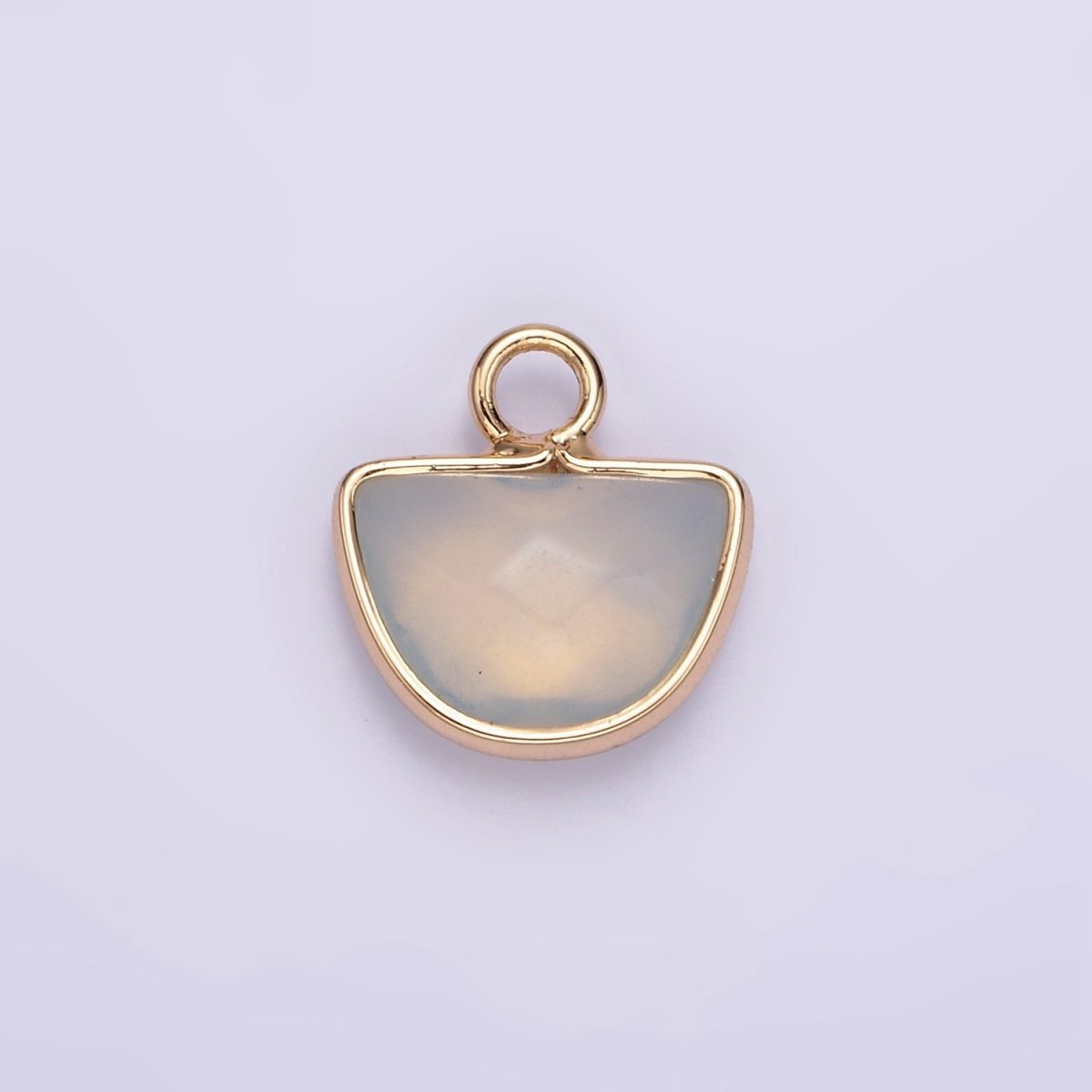 Natural Gemstone Half Moon Semi-Circle Charm Opal Amethyst Rose Quartz Semi-Precious Gemstones  N1724 N1725