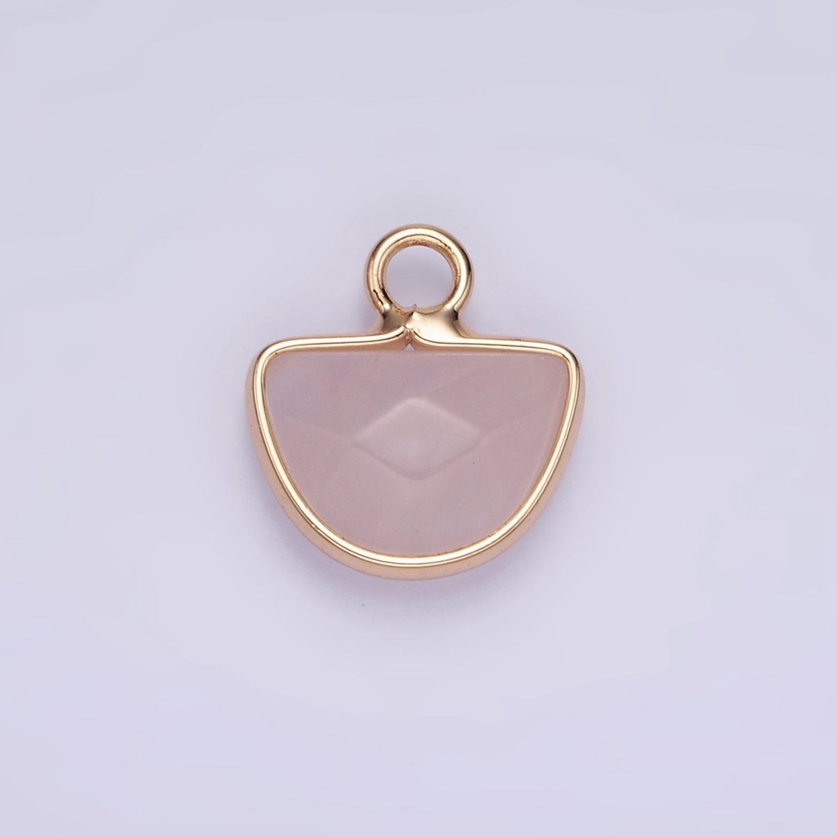 Natural Gemstone Half Moon Semi-Circle Charm Opal Amethyst Rose Quartz Semi-Precious Gemstones  N1724 N1725