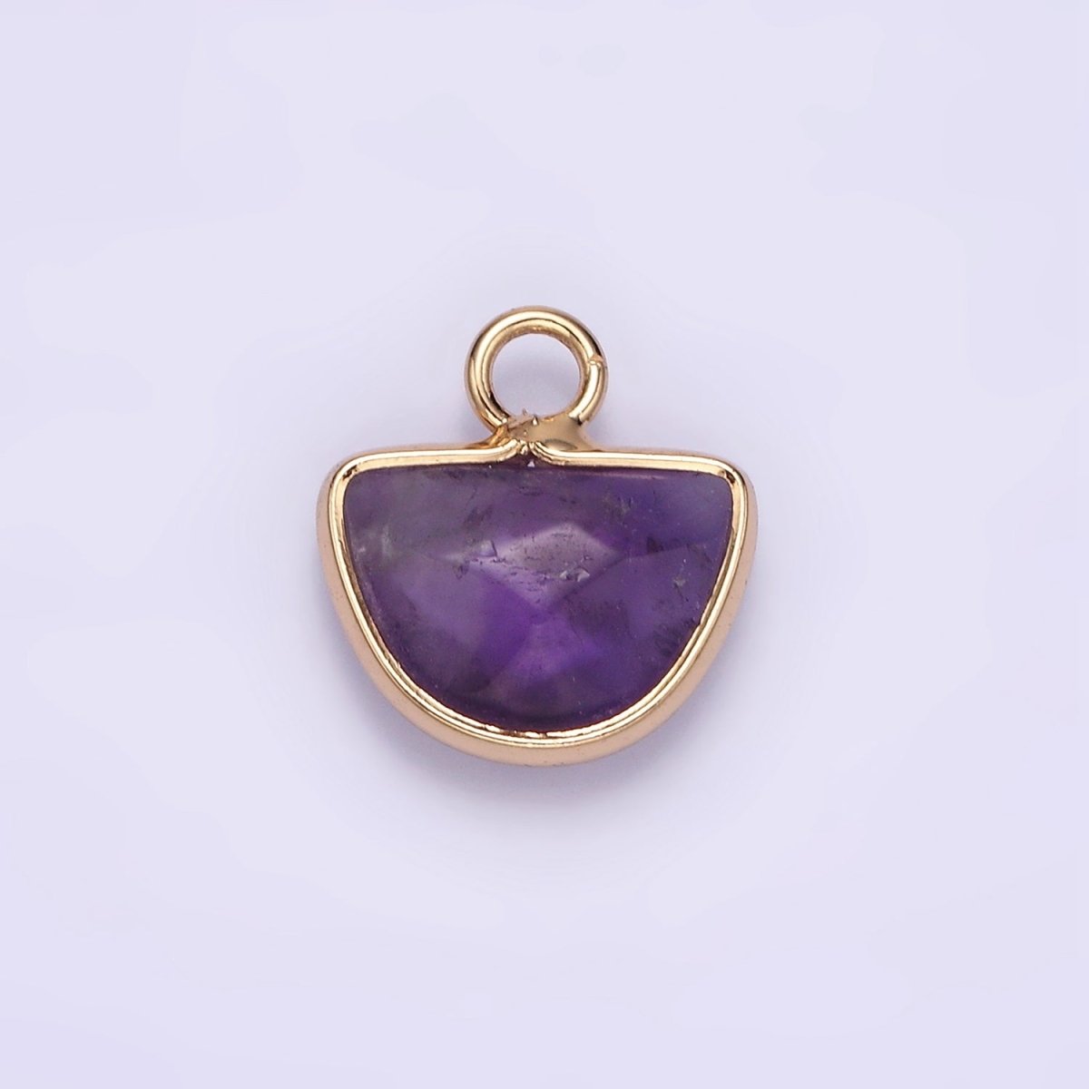 Natural Gemstone Half Moon Semi-Circle Charm Opal Amethyst Rose Quartz Semi-Precious Gemstones  N1724 N1725