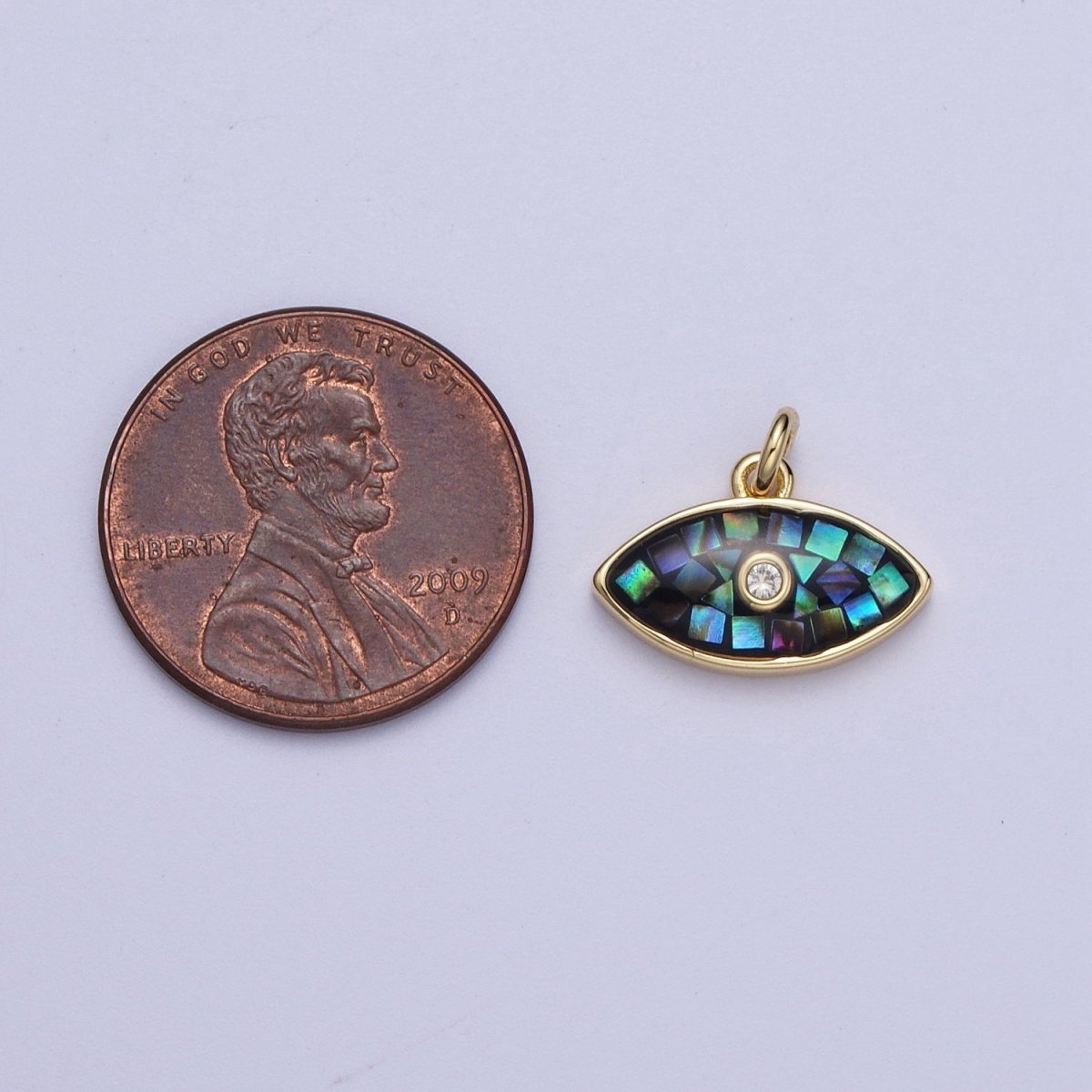 Natural Green Pink White Blue Black Shell Evil Eye Charm in Gold for Add on Jewelry| X-765 - X-768