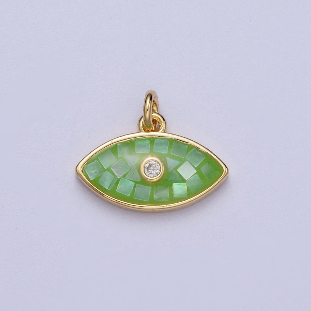 Natural Green Pink White Blue Black Shell Evil Eye Charm in Gold for Add on Jewelry| X-765 - X-768