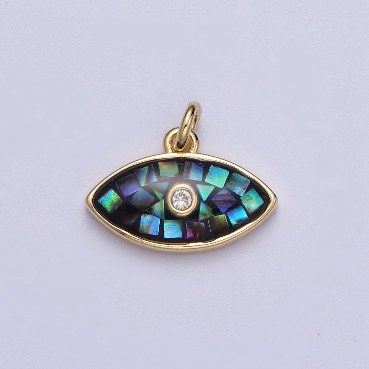 Natural Green Pink White Blue Black Shell Evil Eye Charm in Gold for Add on Jewelry| X-765 - X-768